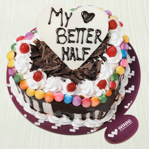Buy My Better Half Black Forest Gem Heart Shape Cake