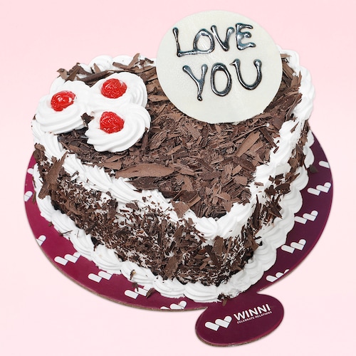 Buy Love You Heart Shape Black Forest Cake