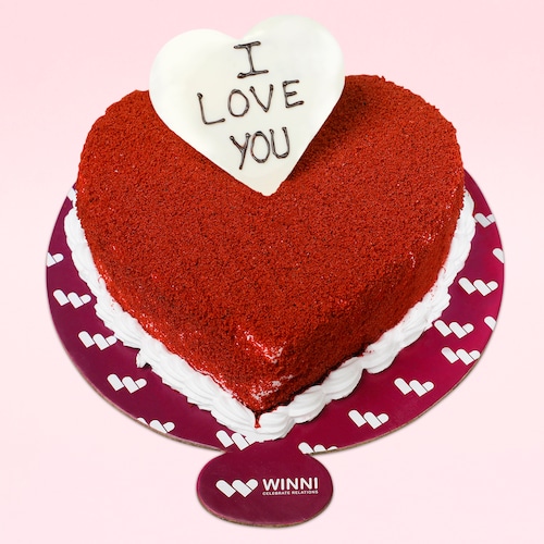 Buy I Love You Red Velvet Heart Shape Cake