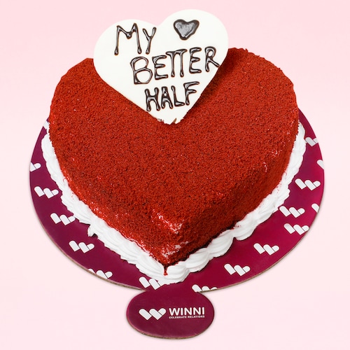 Buy My Better Half Red Velvet Heart Shape Cake
