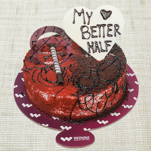 Buy My Better Half Fusion Red Velvet and Chocolate Cake