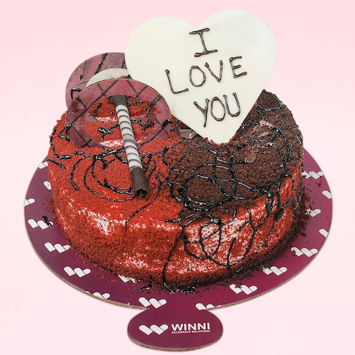 Buy I Love You Fusion Red Velvet and Chocolate Cake