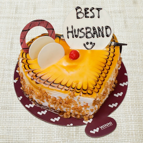 Buy Best Husband Butterscotch Heart Shape Cake