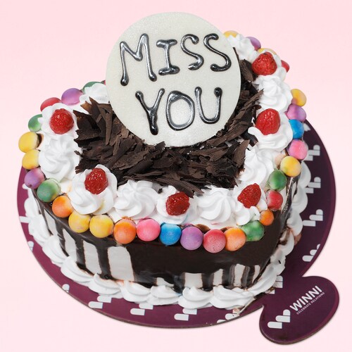 Buy Miss You Black Forest Gem Heart Shape Cake