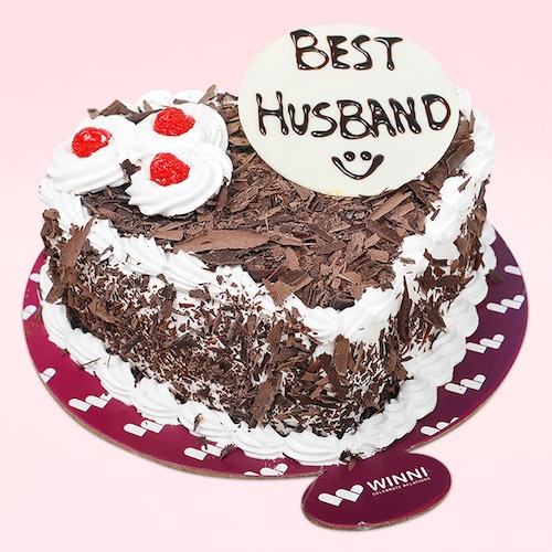 Buy Best Husband Heart Shape Black Forest Cake