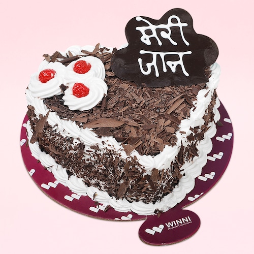 Buy Meri Jaan Heart Shape Black Forest Cake
