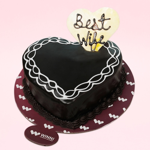 Buy Best WIfe Heart Shape Chocolate Cake