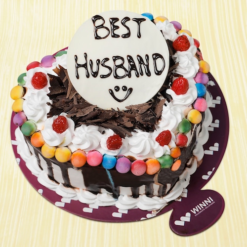 Buy Best Husband Black Forest Gem Heart Shape Cake