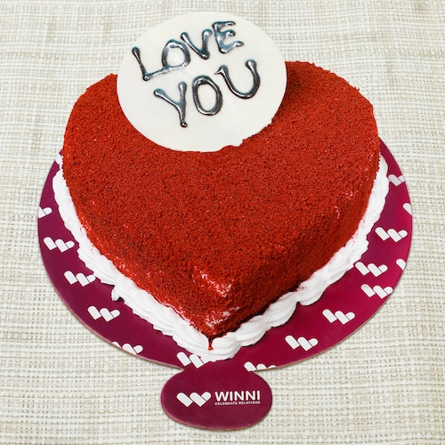 Buy Love You Red Velvet Heart Shape Cake
