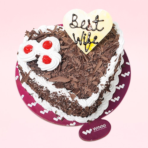 Buy Best WIfe Heart Shape Black Forest Cake