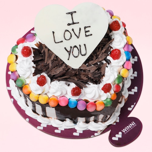 Buy Love You Black Forest Gem Heart Shape Cake