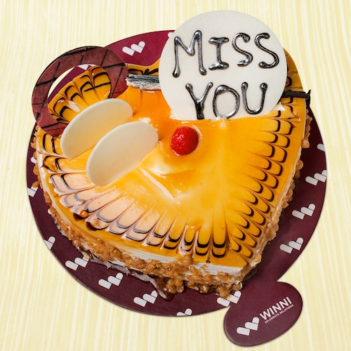 Buy Miss You Butterscotch Heart Shape Cake
