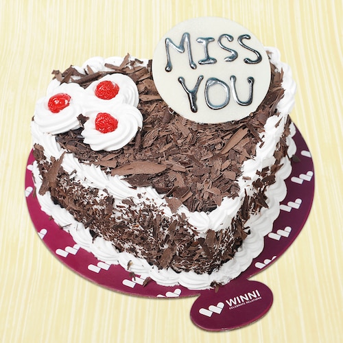 Buy Miss You Heart Shape Black Forest Cake