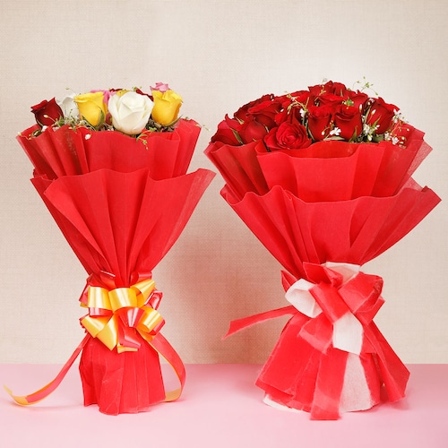 Buy 10 Red And Mix Roses