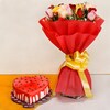Buy 20 Mixed Roses and Strawberry Cake