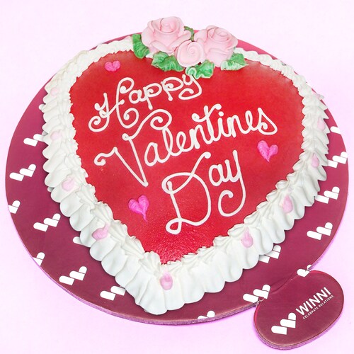 Buy Vanilla valentines heart shape cake