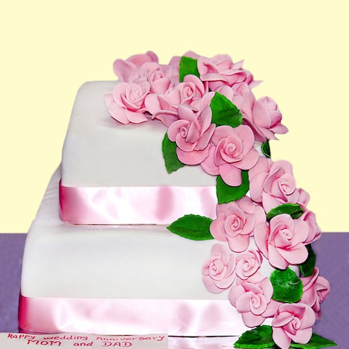 Buy Pink floral Wedding cake