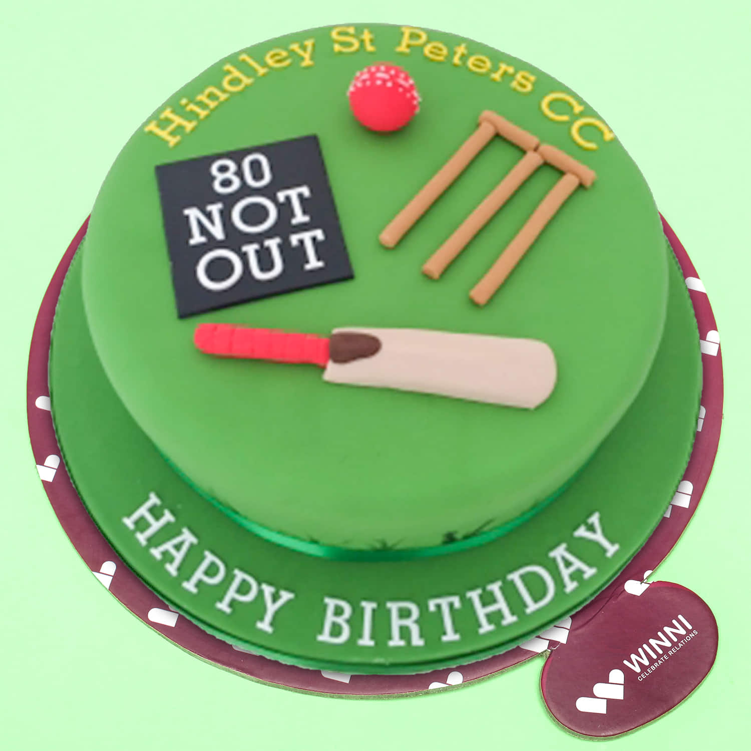 Cake tag: cricket bat and ball - CakesDecor
