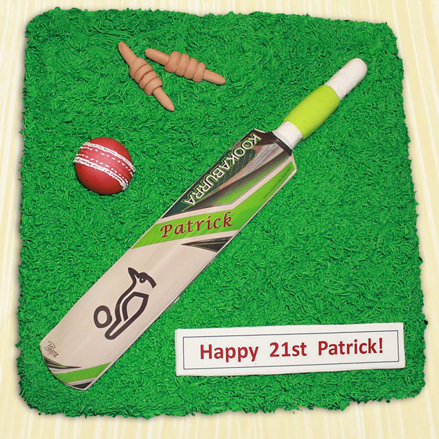 Cricket themed 21st birthday cake with 3D bat, ball and wi… | Flickr