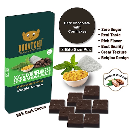 Buy Dark Stevia Cornflakes Chocolate 8 pieces