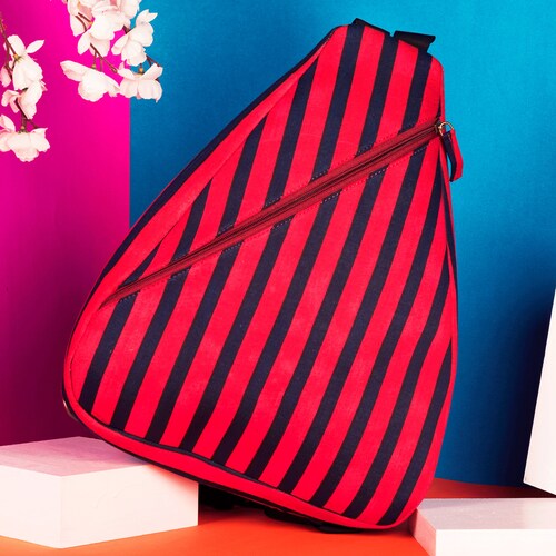 Buy Red with Black Strip Line Duffle Bag