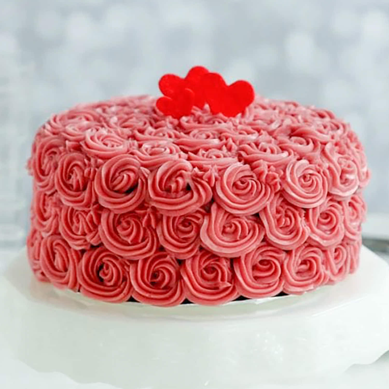 Red And Yellow Pink Floral Chocolate Cake (Eggless) - Ovenfresh