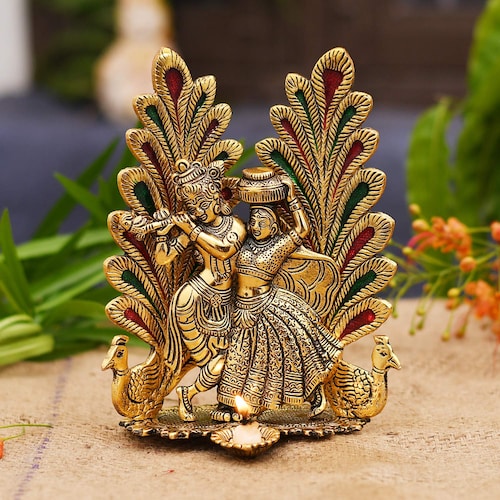 Buy Design Radha Krishan Idol Statue with Diya