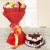 Buy Black Forest Gem Cake With Mixed Roses