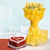 Buy 10 Yellow Roses and Red Velvet Cake