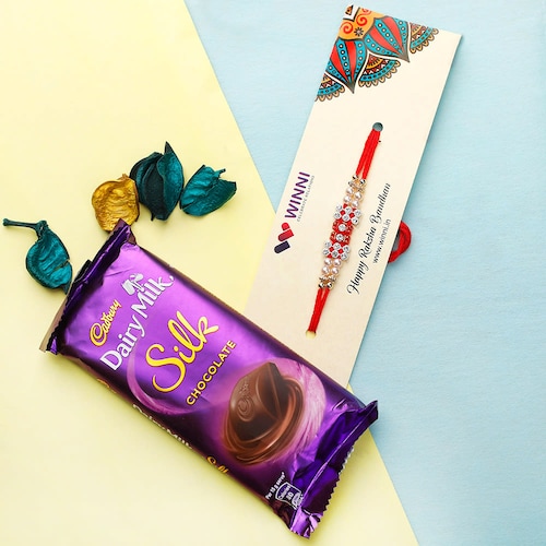 Buy Beautiful Rakhi with Delightful Chocolate