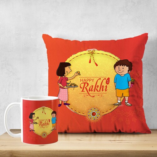 Buy Printed Mug With Happy Rakhi Cushion