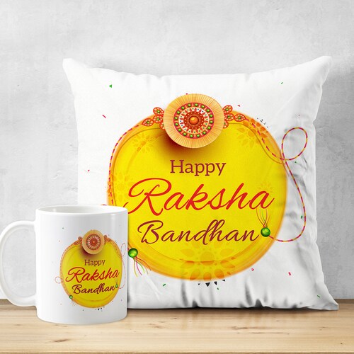 Buy Raksha Bandhan Themed Cushion & Mug Set