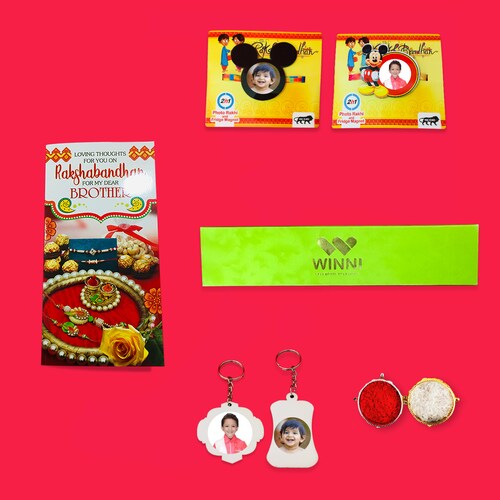 Buy Personalized Mickey Face & Mickey Magnet Rakhi Combo