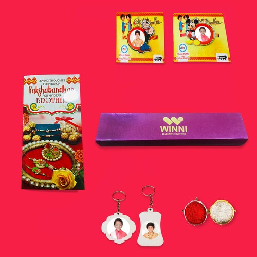 Buy Personalized Mickey & Popeye Magnet Rakhi Combo