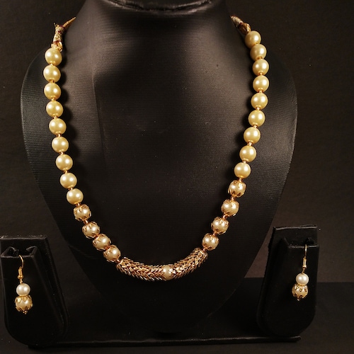 Buy Gold Plated Pearl Necklace Set