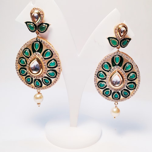 Buy Green Kundan Earrings