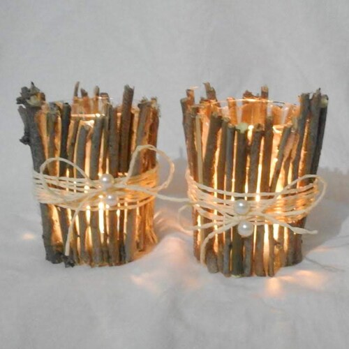 Buy Wooden stem Glass candle