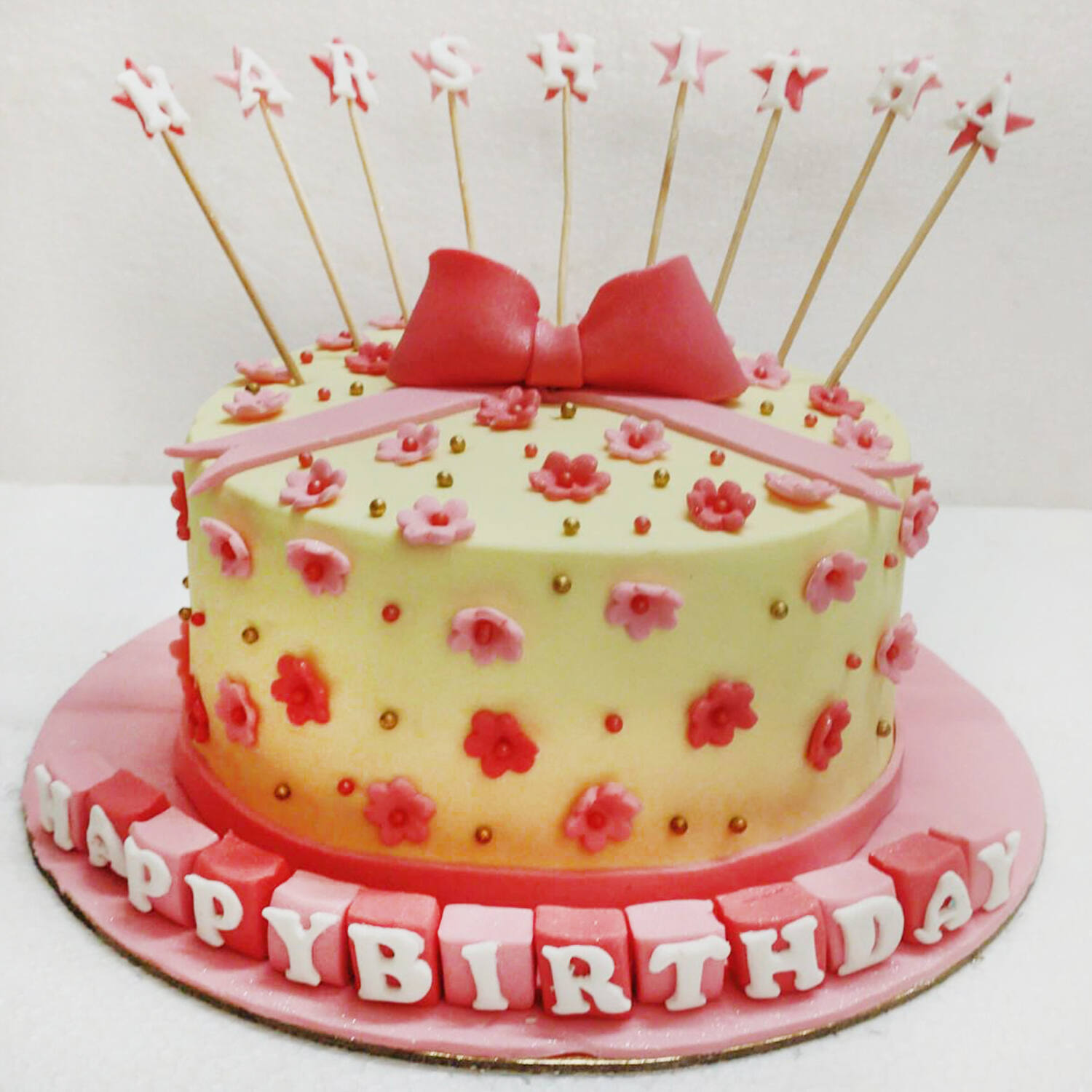Pink White Flowers Birthday Cake,gourmet birthday cakes lahore
