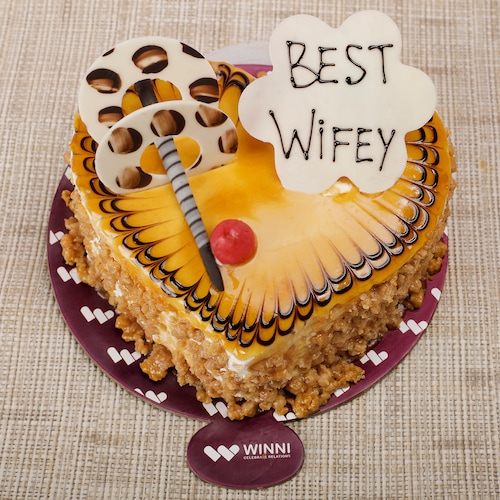 Buy Best Wife Butterscotch Heart Shape Cake
