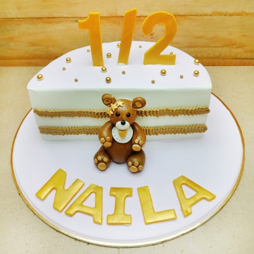 Buy Half Birthday Cake With Teddy Bear