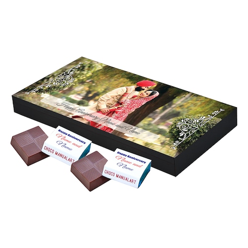 Buy Romantic Anniversary Gift With Personalised Chocolates 18pcs