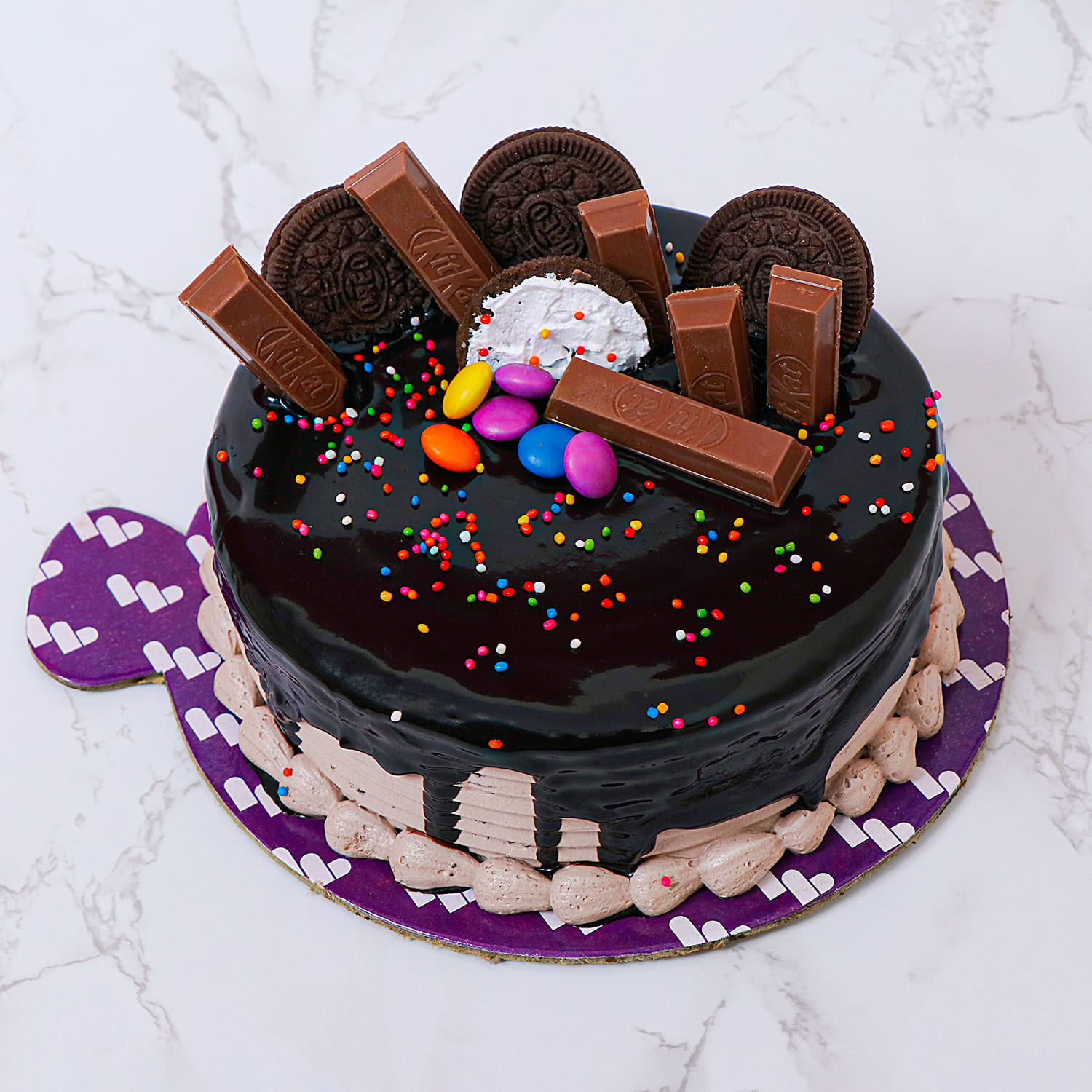 Online delicious heart shaped kitkat chocolate cake to Bangalore, Express  Delivery - redblooms