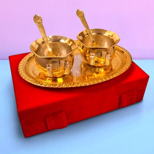 Buy Silver and Gold Plated Handi Set of 5 Pcs