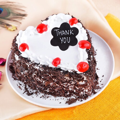 Buy Thank you Heart Shape Black Forest Cake