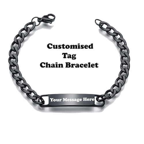 Buy Black Chain Tag Bracelet