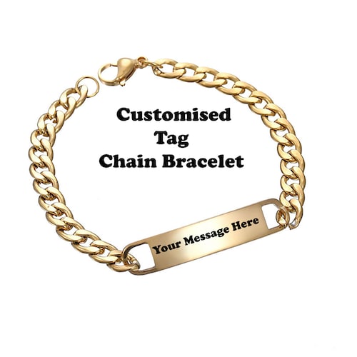 Buy Golden Chain Tag Bracelet