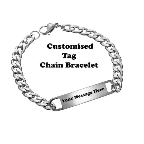 Buy Silver Chain Tag Bracelet