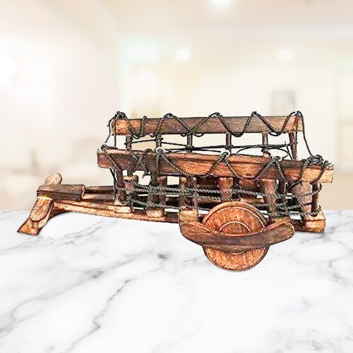 Buy Wooden Cart Bottle Stand
