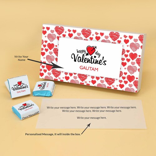 Buy Personalised Name Valentine Chocolate Box of 6 Pcs