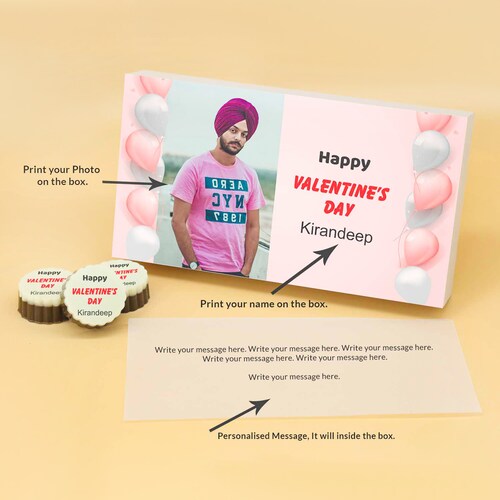 Buy Happy Valentines Personalised Circle Shaped Chocolate Box